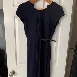 Universal Standard Navy Blue belted drape dress